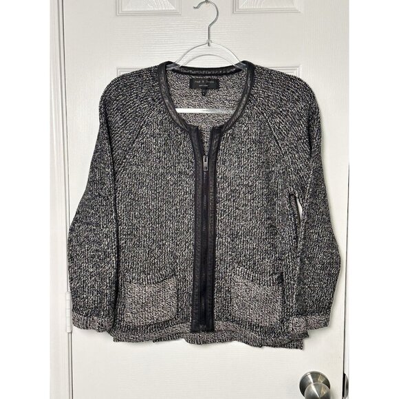 Rag And Bone Zip Front Leather Trim Wool Jacket Size‎ Medium - Picture 1 of 10